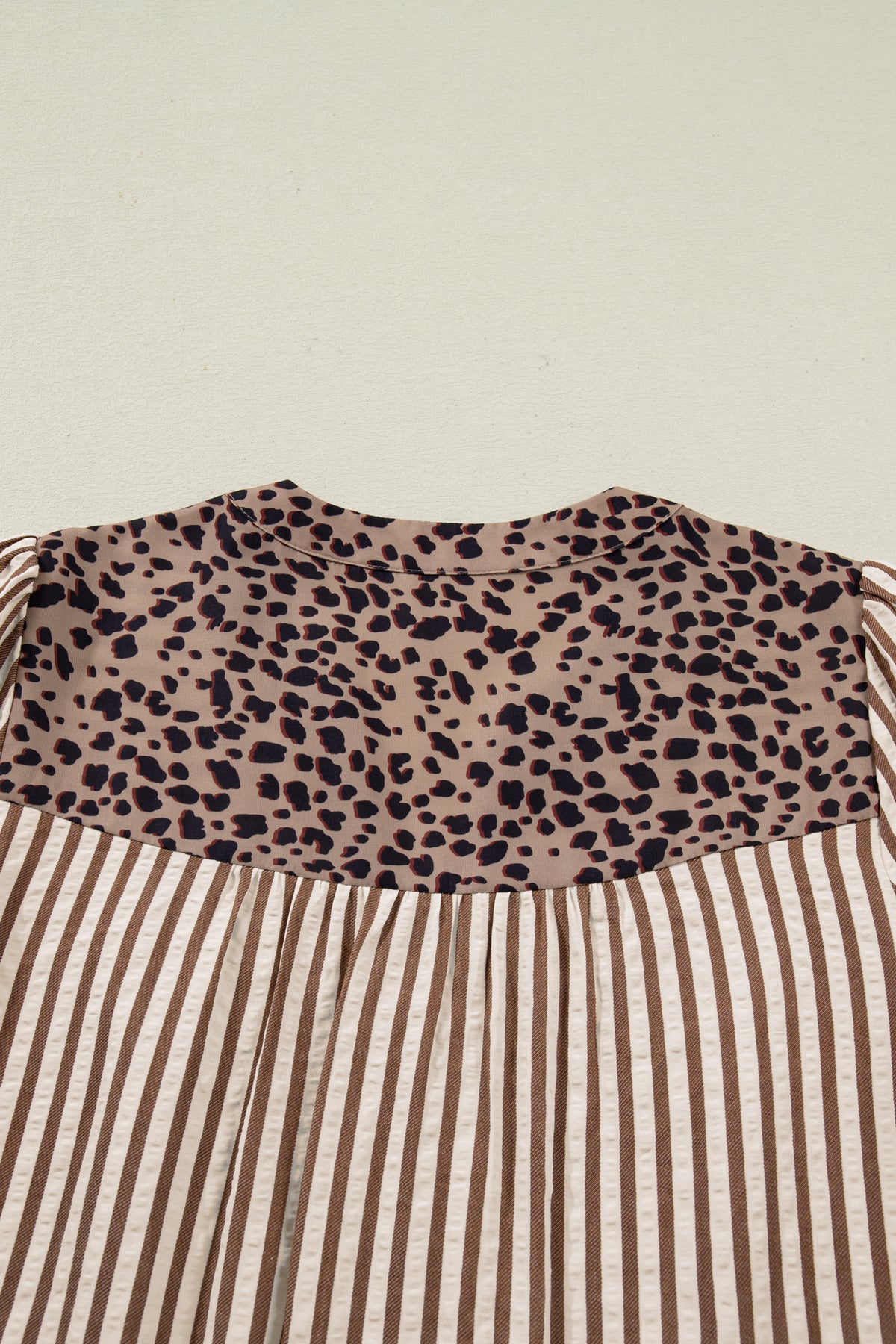 KaleaBoutique Comfortable Leopard Trim V Neck Button Down Half Sleeve Shirt - KaleaBoutique.com