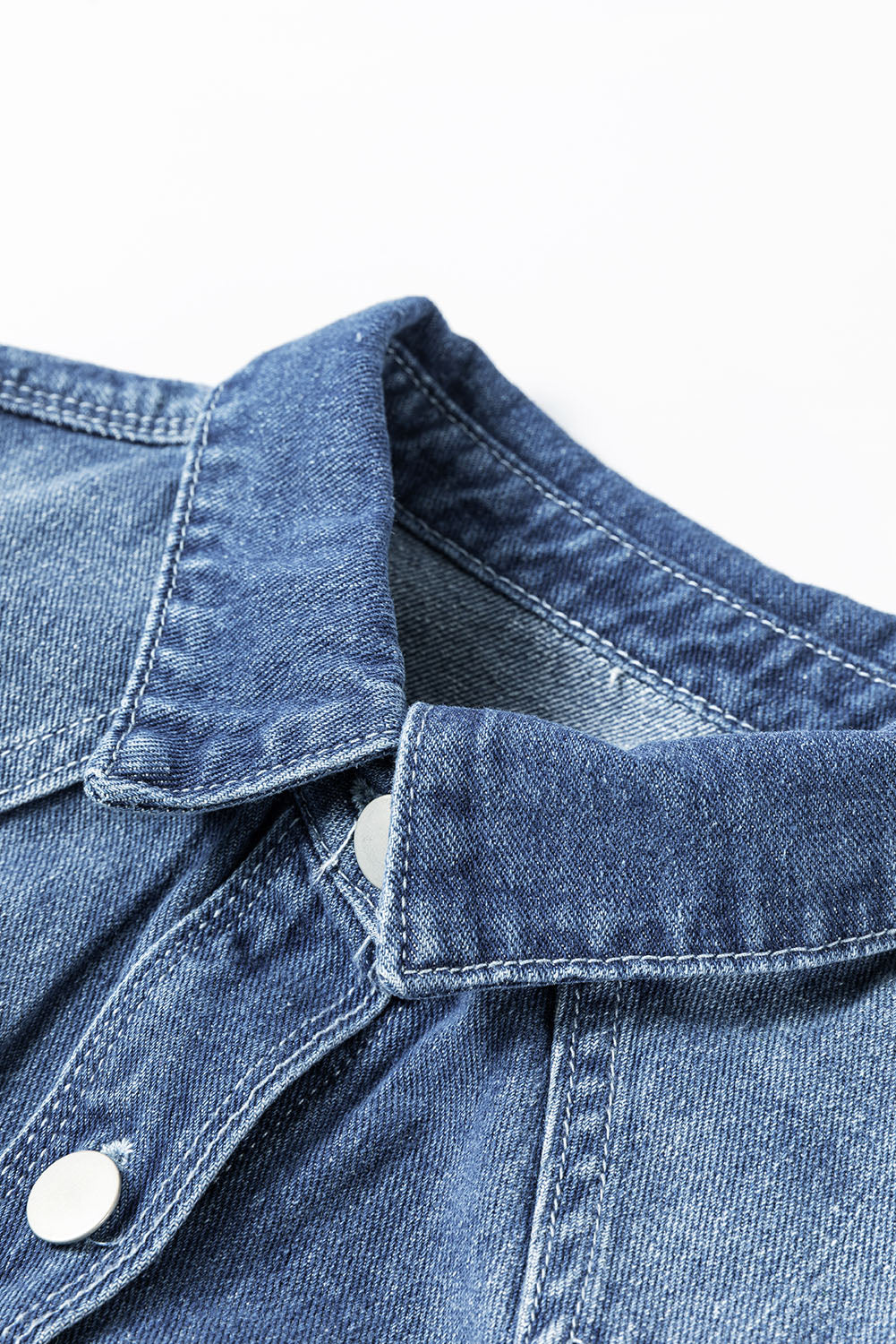 Light Wash Distressed Frayed Long Denim Jacket - KaleaBoutique.com