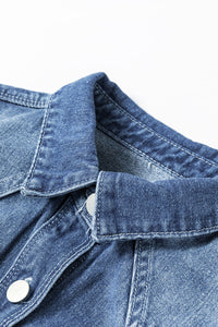 Light Wash Distressed Frayed Long Denim Jacket - KaleaBoutique.com