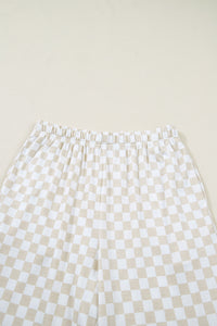 KaleaBoutique Comfortable Checkered Print Half Sleeve Tee 2pcs Lounge Pant Set - KaleaBoutique.com
