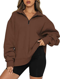 Women's Half-Zip Drop-Shoulder Pullover Sweatshirt - KaleaBoutique.com