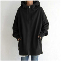 Women's Longline Full-Zip Drawstring Hoodie with Pockets - KaleaBoutique.com