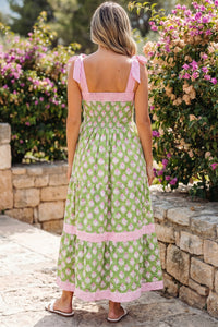 KaleaBoutique Stylish Floral Print Striped Detail Knot Straps Maxi Dress - KaleaBoutique.com