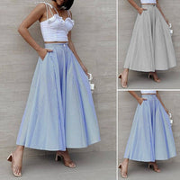 Women's Striped High-Waist Flared Maxi Skirt - KaleaBoutique.com