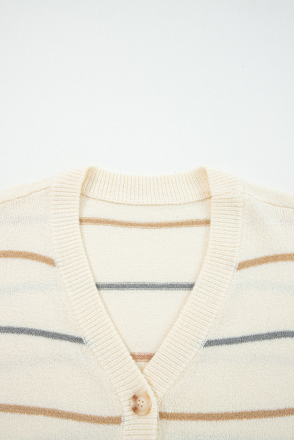 KaleaBoutique Comfortable Striped Buttoned Front V Neck Drop Shoulder Cardigan Sweater - KaleaBoutique.com