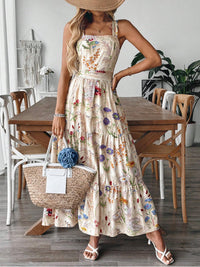 Plant And Floral Strap Maxi Dress - KaleaBoutique.com