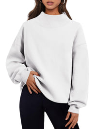 Women's Relaxed-Fit Mock-Neck Drop-Shoulder Sweatshirt - KaleaBoutique.com