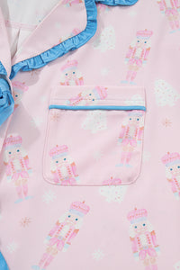 KaleaBoutique Stylish Bow Tie Front Christmas Nutcracker Long Sleeve Shirt Shorts Pajama Set - KaleaBoutique.com