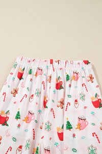 KaleaBoutique Stylish Christmas Spirit Cute Holiday Print Short Sleeve Shirt and Pants 2pcs Pajama Set - KaleaBoutique.com