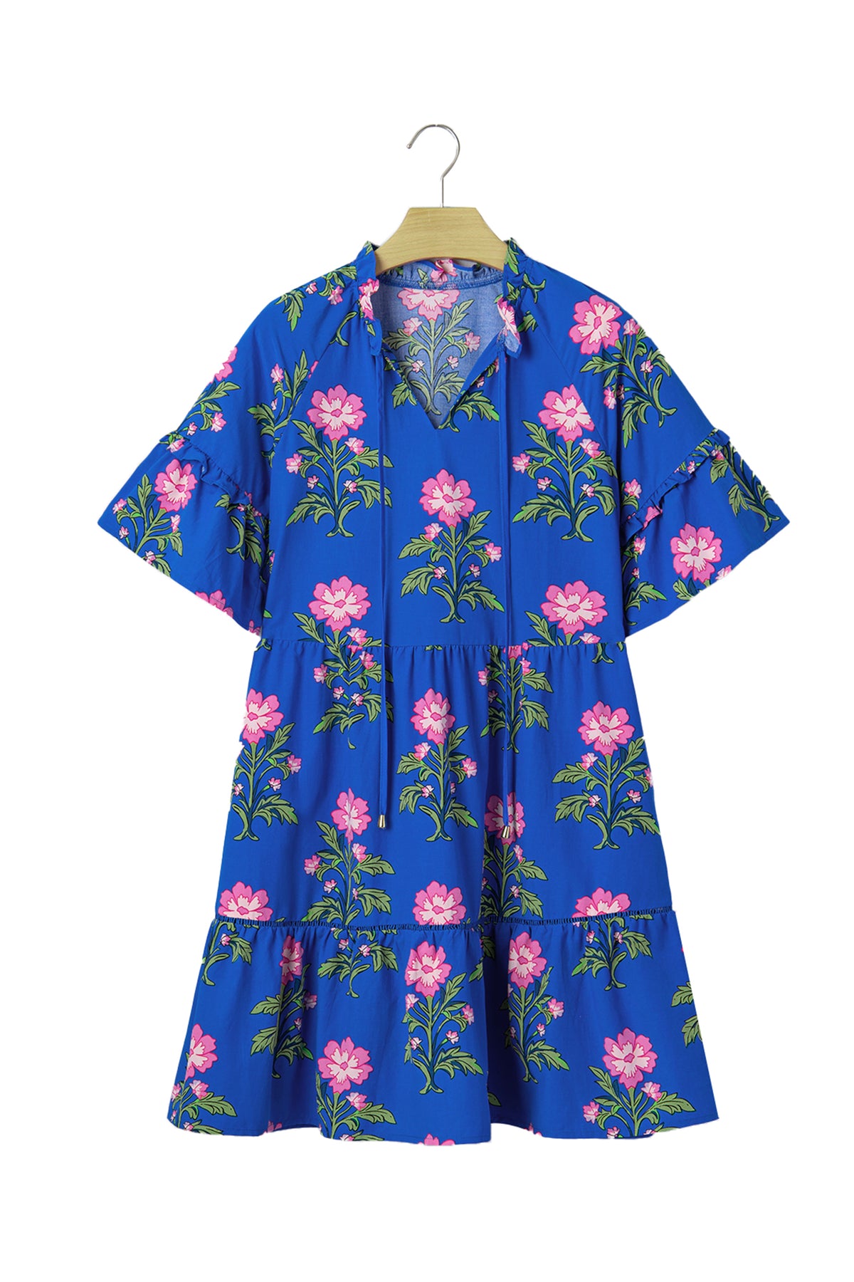 KaleaBoutique Comfortable V Neck Short Sleeve Loose Flower Dress - KaleaBoutique.com