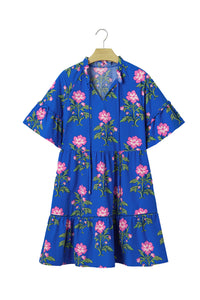 KaleaBoutique Comfortable V Neck Short Sleeve Loose Flower Dress - KaleaBoutique.com