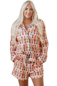 KaleaBoutique Comfortable Nutcracker March Long Sleeve Button Up 2pcs Pajama Short Set - KaleaBoutique.com