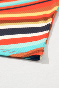 KaleaBoutique Stylish Wavy Striped Buttoned V Neck Tank Top - KaleaBoutique.com