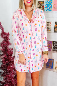 KaleaBoutique Comfortable Christmas Twinkle Tree Print Shirt Sleep Dress - KaleaBoutique.com