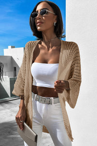 KaleaBoutique Comfortable Solid Color Crochet Knit Open Front Tunic Sweater Cardigan - KaleaBoutique.com