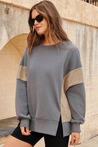 Corduroy Patched Side Slit Sweatshirt - KaleaBoutique.com