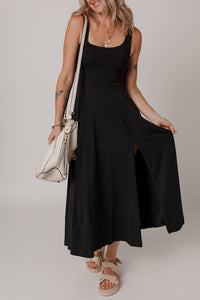 KaleaBoutique Chic Sleeveless Scoop Neck Flared Split Midi Dress - KaleaBoutique.com