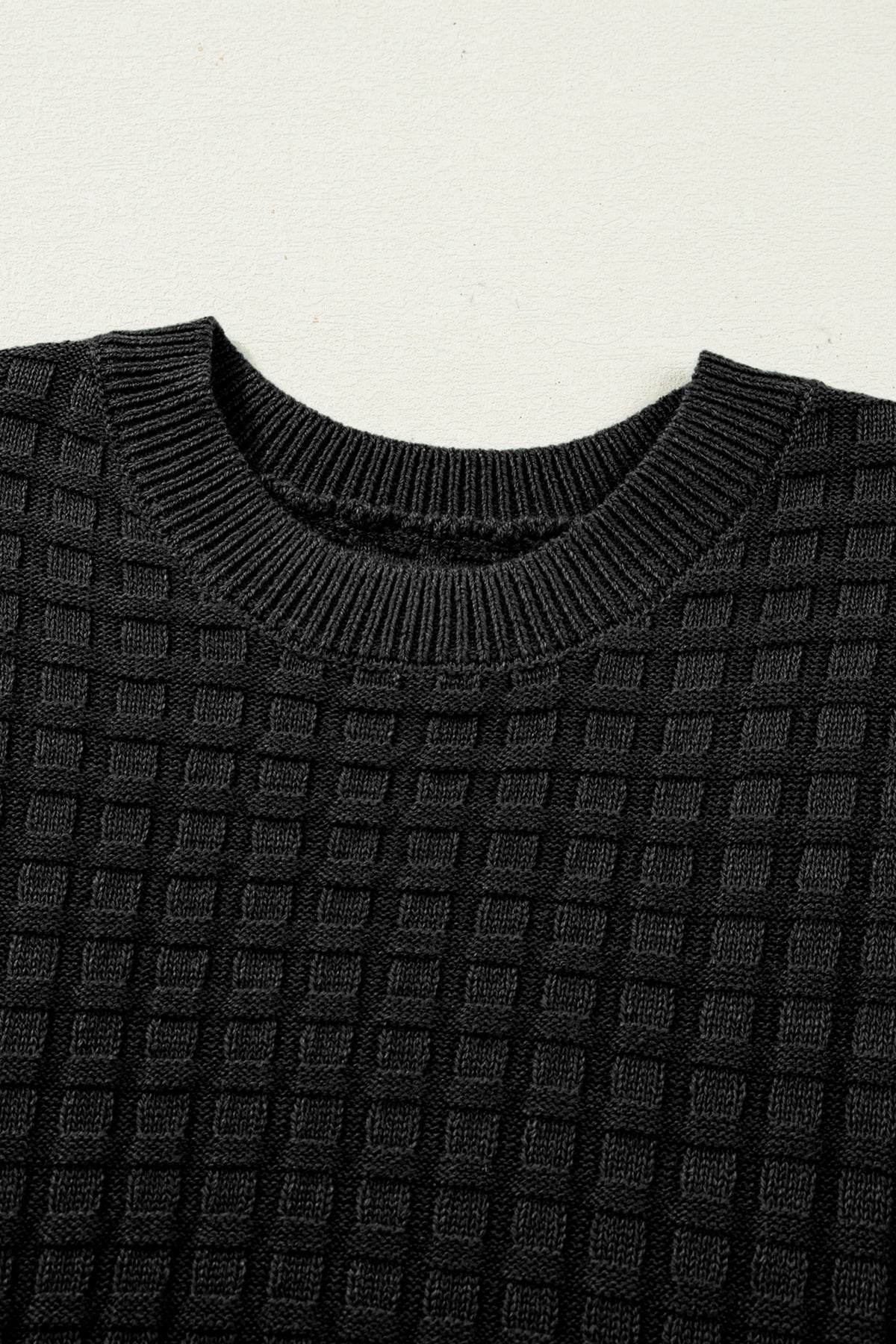 KaleaBoutique Comfortable Solid Color Round Neck Textured Short Sleeve Sweater - KaleaBoutique.com