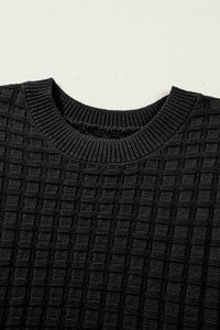 KaleaBoutique Comfortable Solid Color Round Neck Textured Short Sleeve Sweater - KaleaBoutique.com