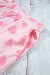 KaleaBoutique Comfortable Valentine Heart Shape Print Long Sleeve Top Shorts Lounge Set - KaleaBoutique.com