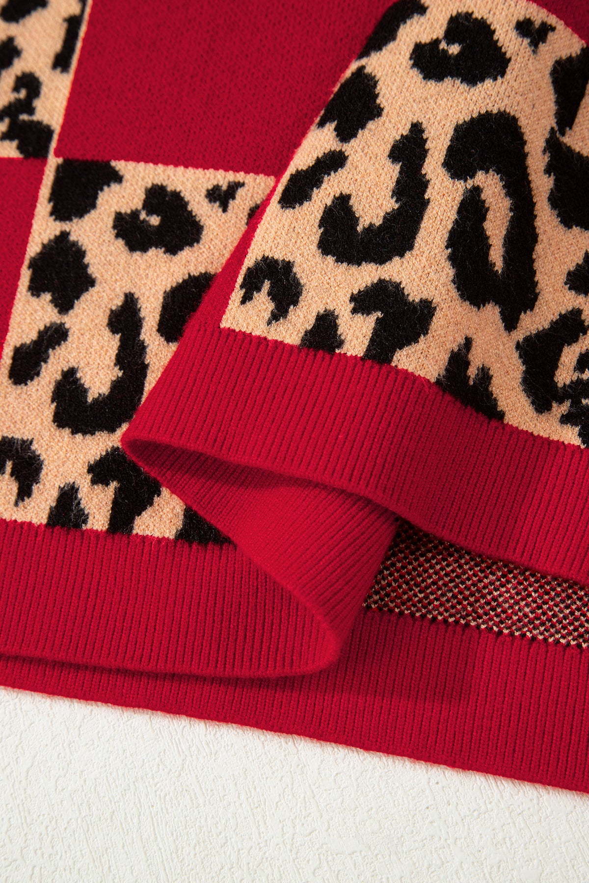 KaleaBoutique Stylish Leopard Checkerboard Short Sleeve Knit Sweater - KaleaBoutique.com