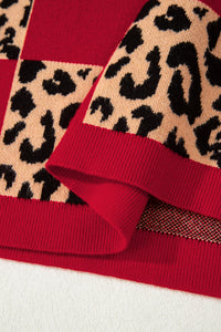 KaleaBoutique Stylish Leopard Checkerboard Short Sleeve Knit Sweater - KaleaBoutique.com
