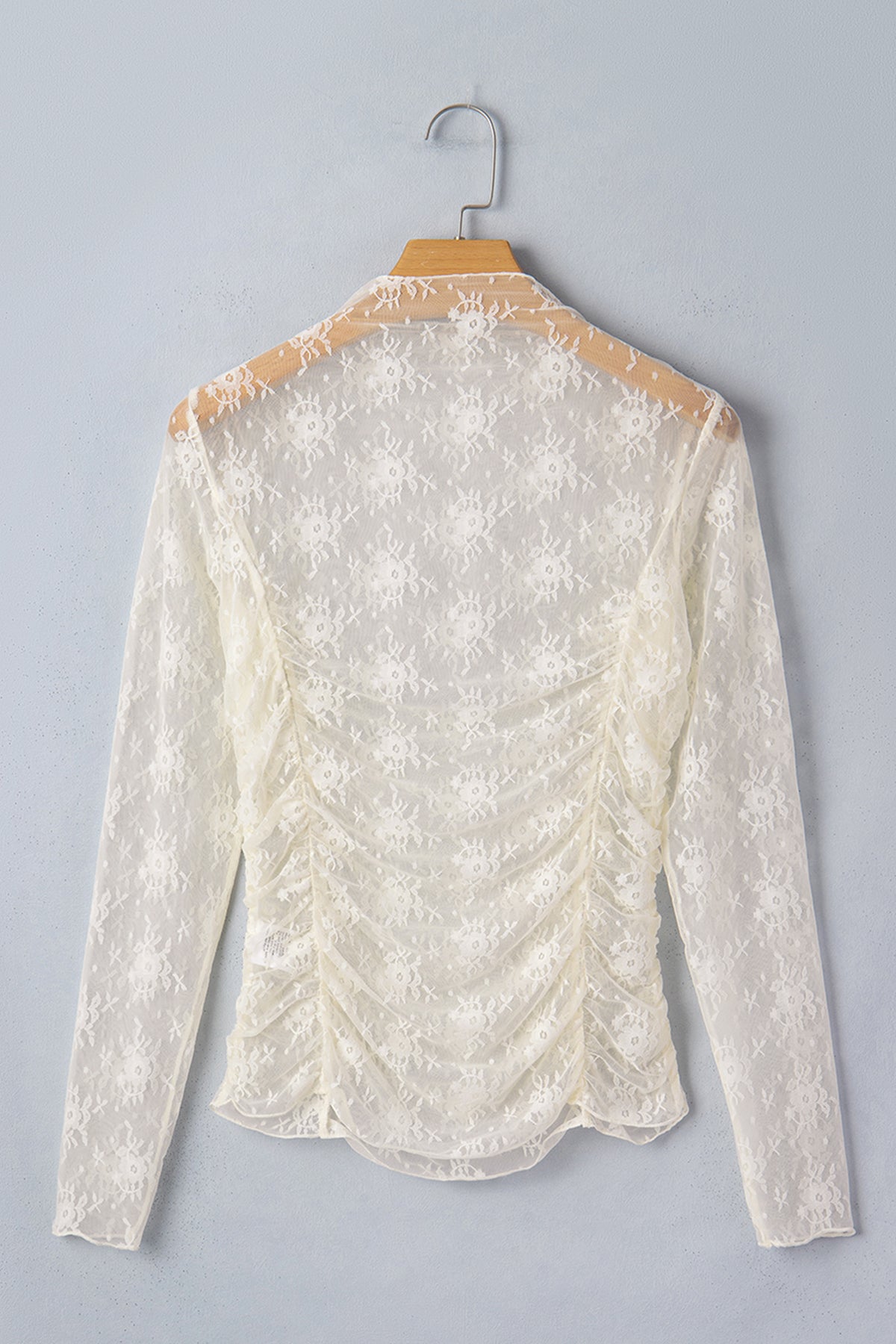 KaleaBoutique Stylish Sheer Floral Mesh Ruched Long Sleeve Top - KaleaBoutique.com
