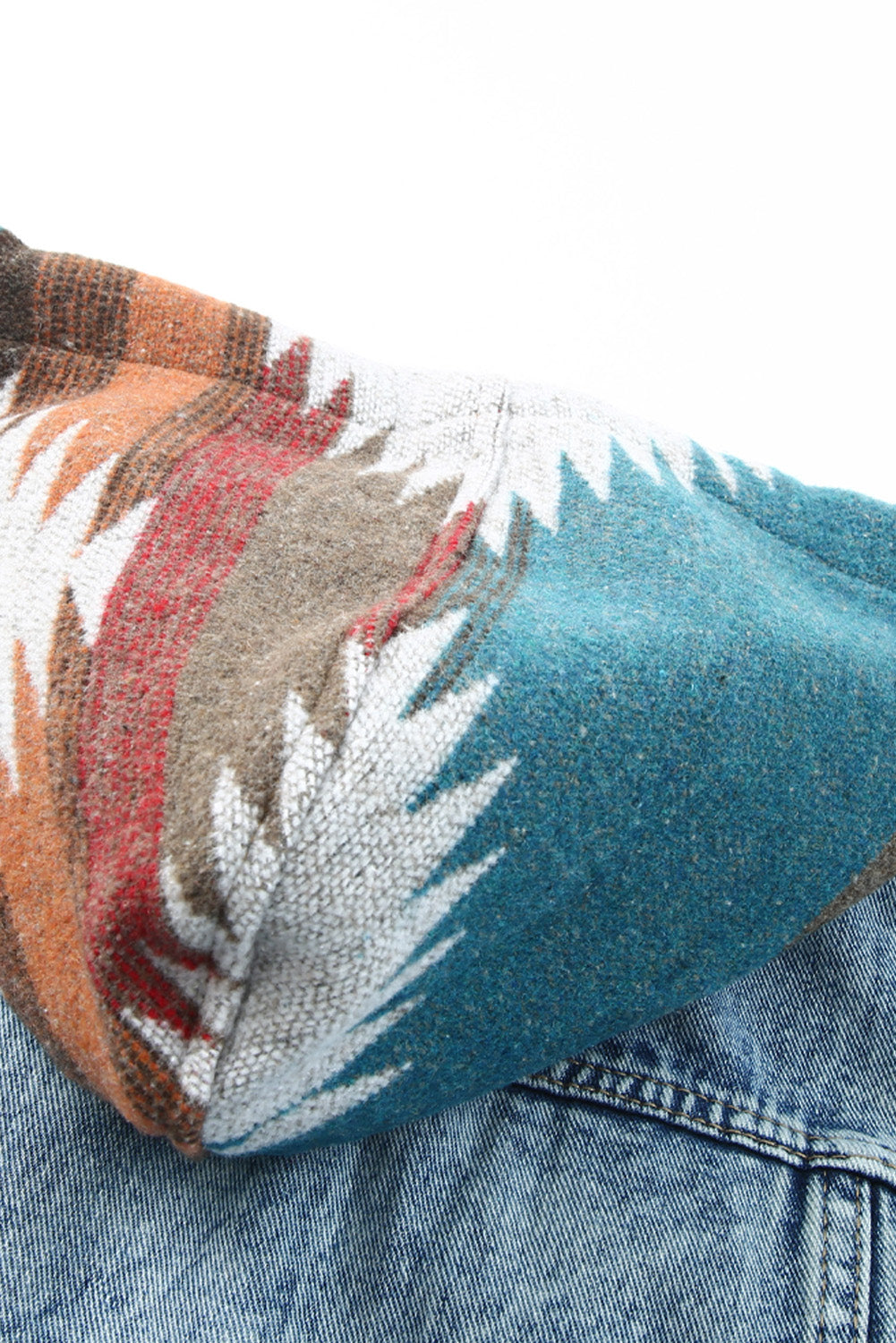KaleaBoutique Stylish Aztec Print Frayed Hem Denim Jacket - KaleaBoutique.com