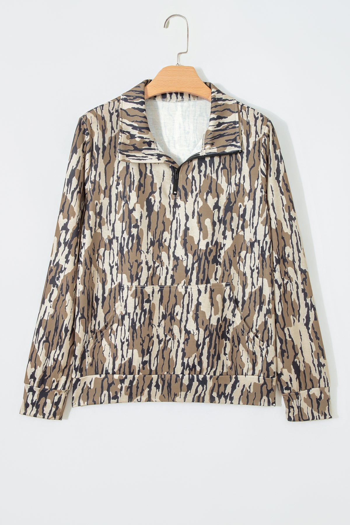 KaleaBoutique Comfortable Camouflage Zipper Collar Front Pocket Pullover Sweatshirt - KaleaBoutique.com