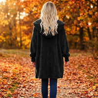 Women's Hooded Plush-Texture Longline Coat - KaleaBoutique.com