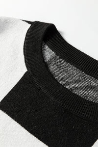 KaleaBoutique Stylish Checkered Pattern Loose Drop Shoulder Half Sleeve Sweater - KaleaBoutique.com