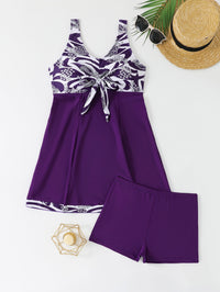 Women's Tie-Front Skirted Tankini Set with Swim Shorts - KaleaBoutique.com