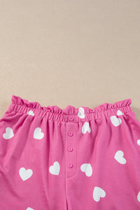KaleaBoutique Comfortable Valentine Heart Print Long Sleeve Tee and Shorts Lounge Set - KaleaBoutique.com
