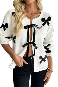 KaleaBoutique Comfortable Lace-up Bow Pattern Sweater Cardigan - KaleaBoutique.com