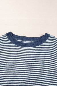 KaleaBoutique Striped Lantern Sleeve Drop Shoulder Cozy Sweater - KaleaBoutique.com
