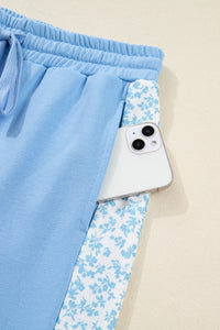 KaleaBoutique Comfortable Floral Patchwork Drop Shoulder Pullover and Sweatpants Lounge Set - KaleaBoutique.com