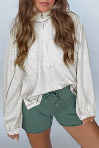 KaleaBoutique Perfect Half Zip Stand Neck Seam Detail Long Sleeve Top - KaleaBoutique.com