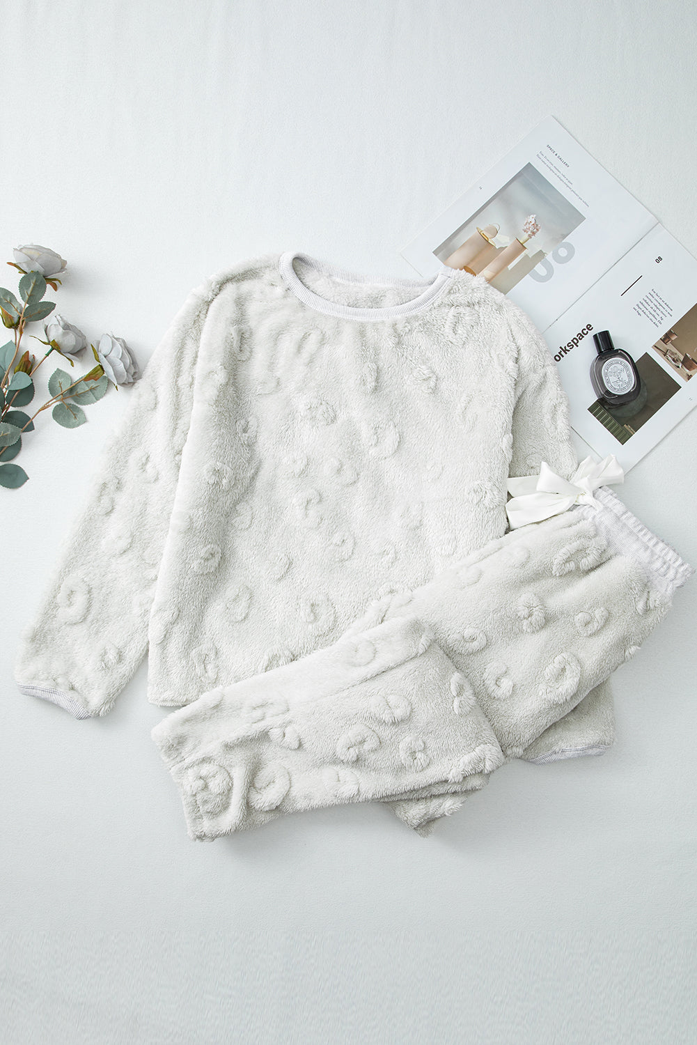 KaleaBoutique Stylish Leopard Textured Loose Fit Fleece Lounge Set - KaleaBoutique.com