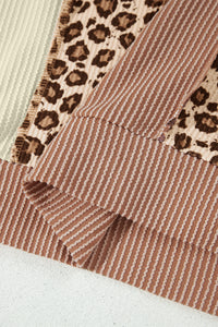 KaleaBoutique Stylish Leopard Print Colorblock Ribbed Knit Top - KaleaBoutique.com