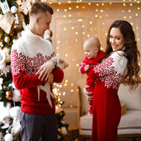 Women's Red and White Snowflake Christmas Sweater Dress & Matching Family Sweaters - KaleaBoutique.com