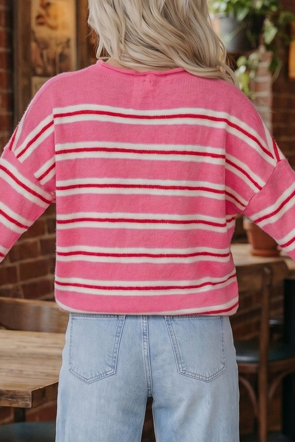 KaleaBoutique Comfortable Striped Drop Shoulder Button Cardigan - KaleaBoutique.com