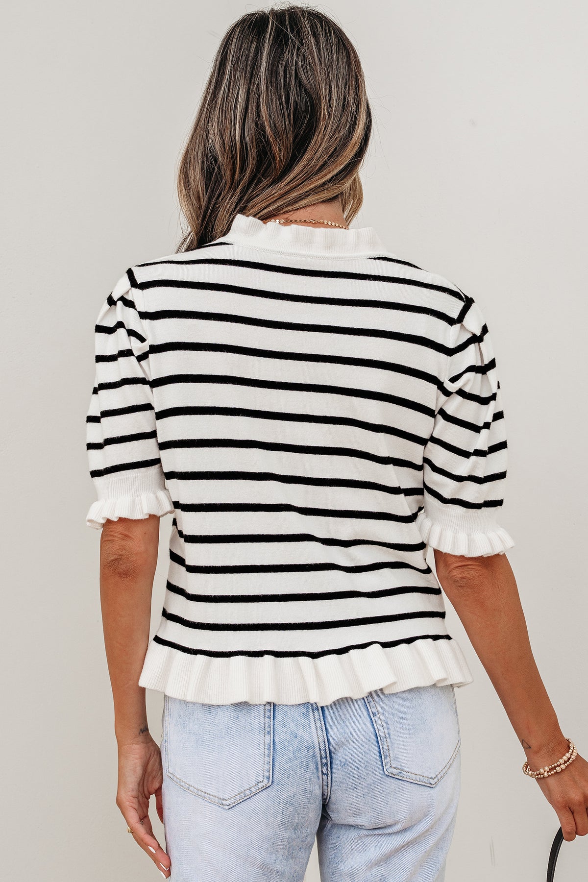 KaleaBoutique Comfortable Ruffle Trim Button Down Knit Short Sleeve Sweater Cardigan - KaleaBoutique.com
