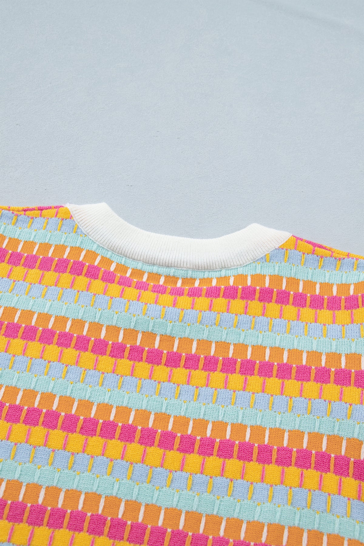KaleaBoutique Stylish Abstract Striped Knit Short Sleeve Sweater - KaleaBoutique.com