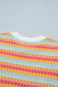 KaleaBoutique Stylish Abstract Striped Knit Short Sleeve Sweater - KaleaBoutique.com