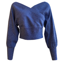 Women's Off-Shoulder Cross-Front Ribbed Pullover Sweater - KaleaBoutique.com