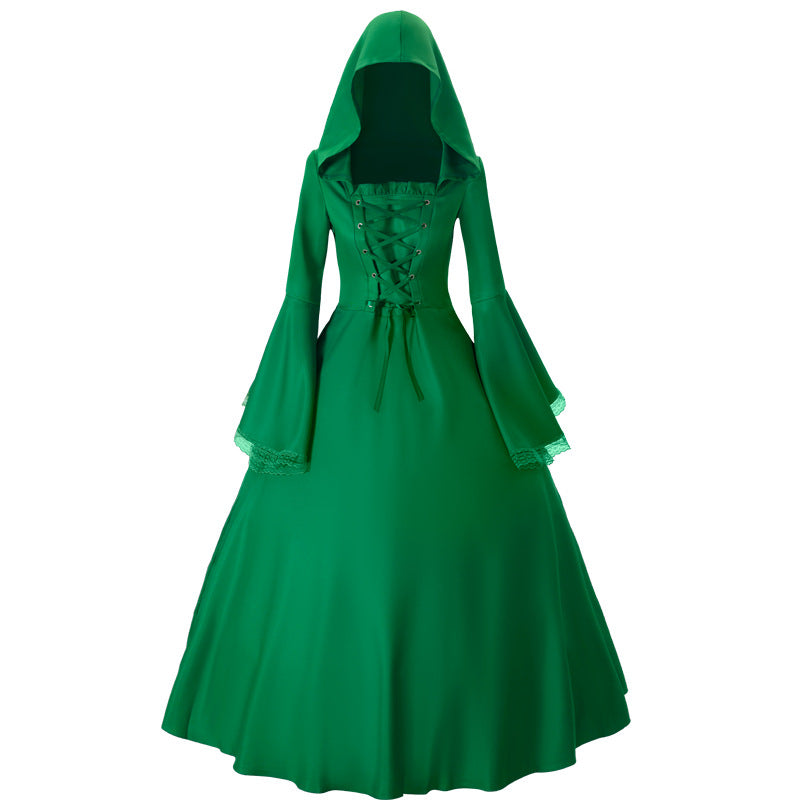 Halloween Medieval Retro Gothic Plus Size Trumpet Sleeve Stage Party Dress - KaleaBoutique.com