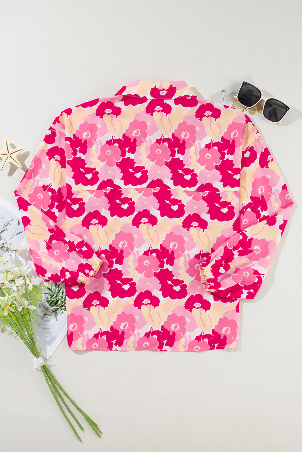 KaleaBoutique Blooming Floral Print Puff Sleeve Buttoned Shirt - KaleaBoutique.com