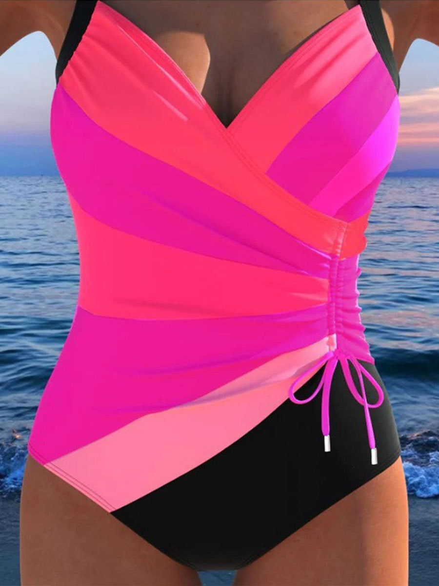 Printed Sexy Backless Drawstring Tankini Beach Swimsuit - KaleaBoutique.com
