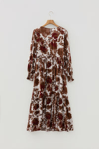 KaleaBoutique Comfortable Floral Puff Sleeve Smocked Bodice Ruffled Long Dress - KaleaBoutique.com