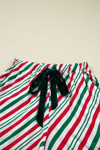 KaleaBoutique Comfortable Contrast Velvet Ribbon Knot Christmas 2pcs Pajama Set - KaleaBoutique.com